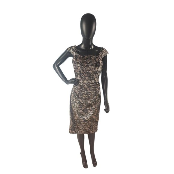 Maggy London Dresses & Skirts - Silky Satin Lace Print Sheath Dress - Maggie London